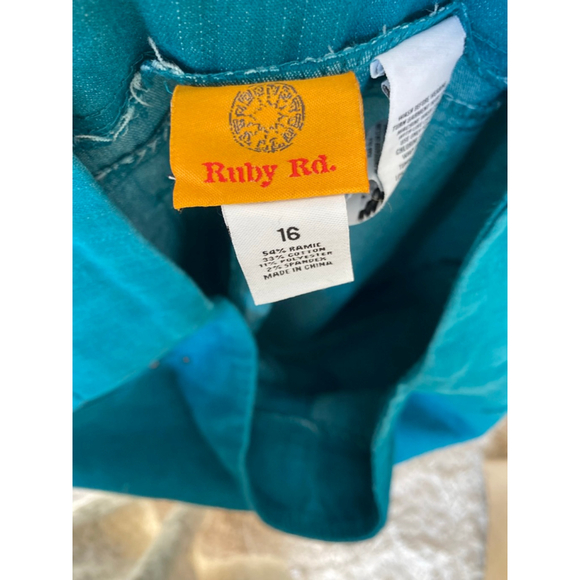 Ruby Rd Teal Slimming Contour Waistband Pants 16 Clean Girl Bright Capsule Boho - Picture 6 of 9